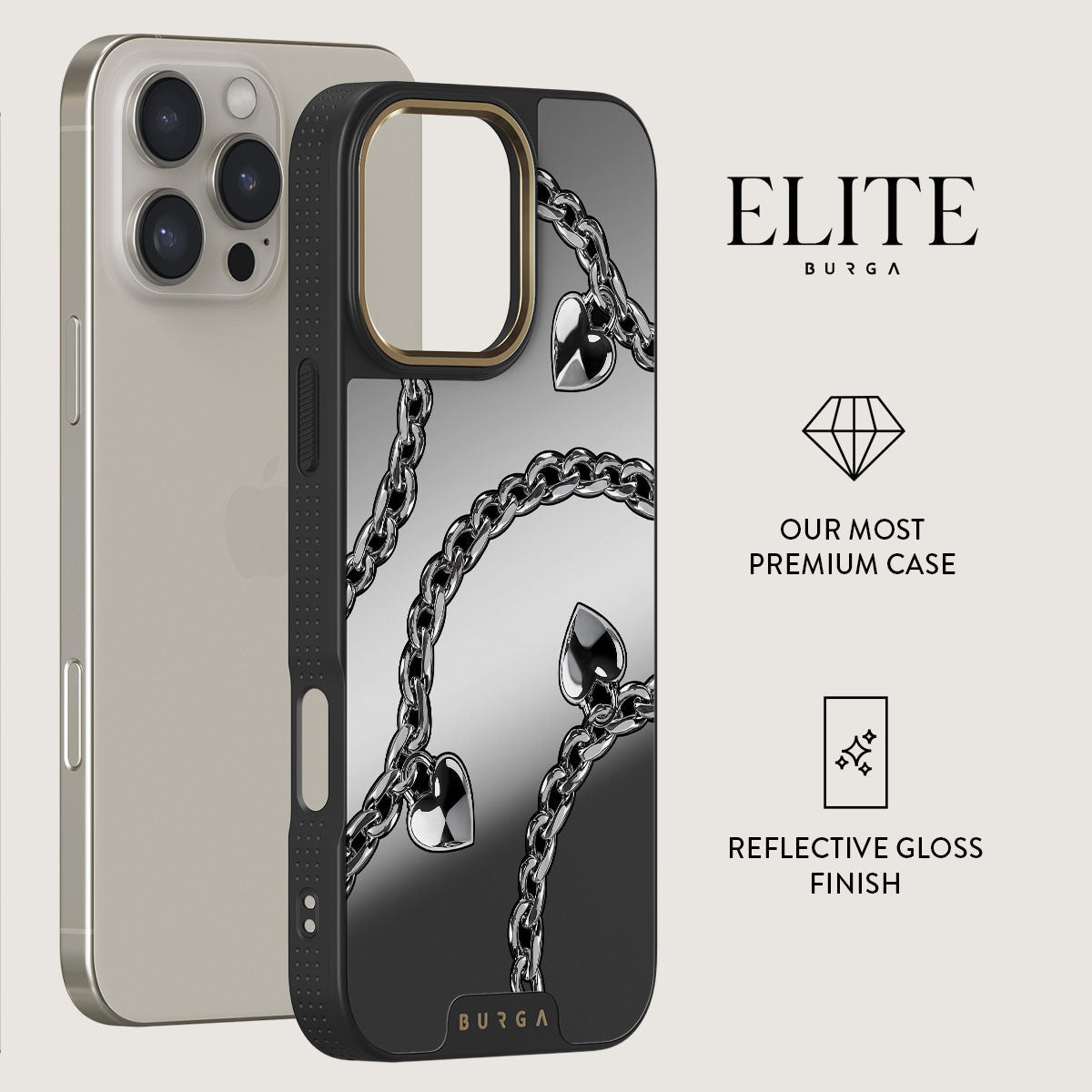 ELITE BURGA ハート iPhone16proケース iPhone 16 Pro Case, Cold Heart | BURGA