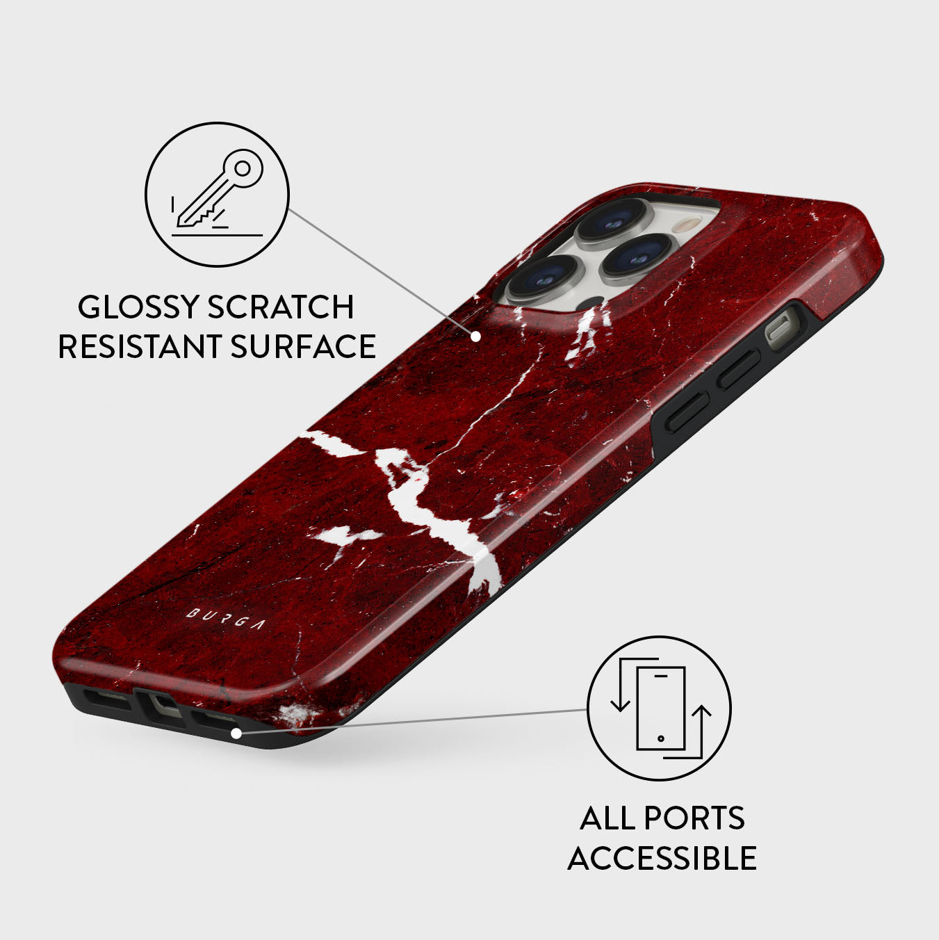 Iconic Red Ruby - Marble iPhone 13 Pro Case | BURGA