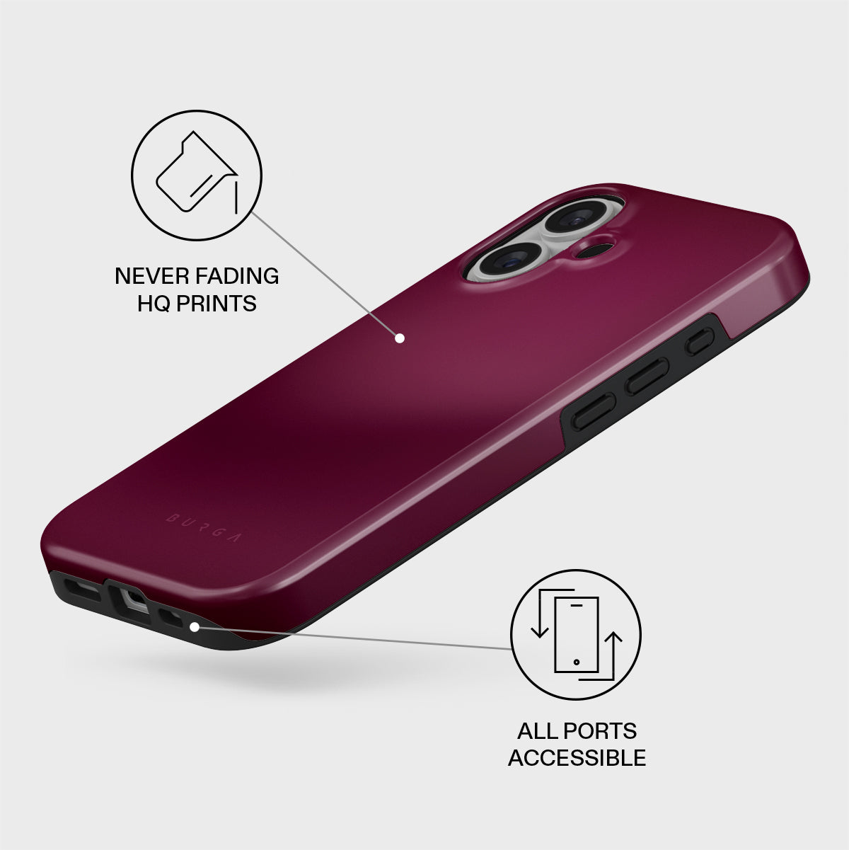 【BURGA】Elite Dark MagSafe iPhone16ケース iPhone 16 Plus Case, Dark Cherry | BURGA
