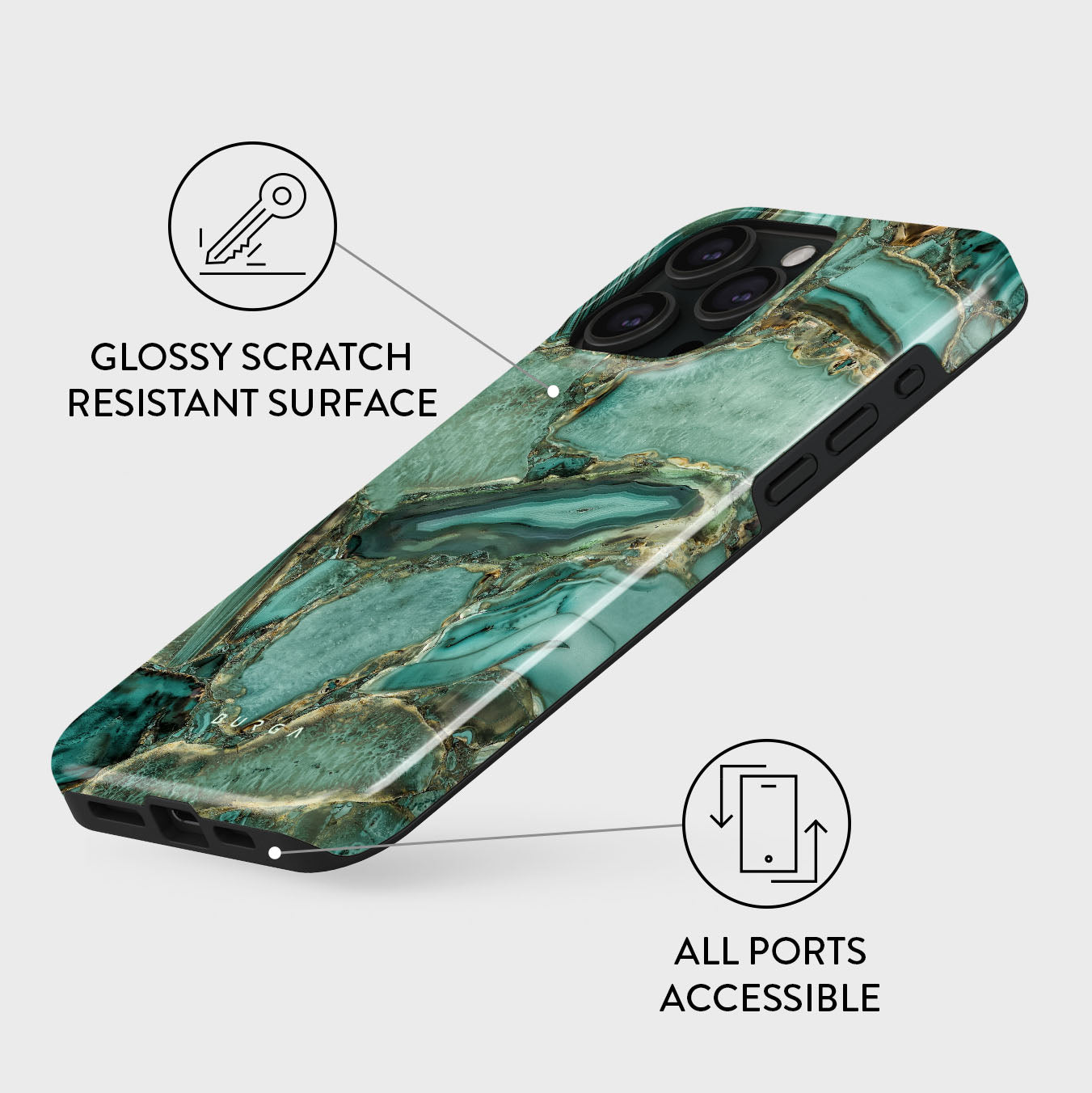 Ubud Jungle - Turquoise iPhone 15 Pro Case | BURGA